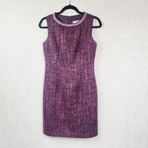 Trina Turk Wool-blend Purple Tweed Dress